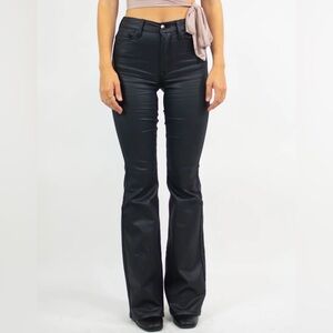 Black Flared Leather Pants